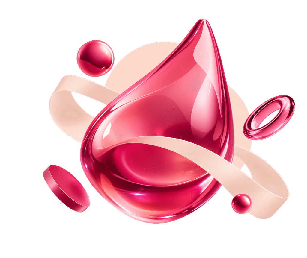 goutte rose et ruban flottant